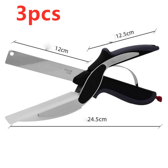 Kitchen Gadget Scissors 2-in-1 Functional Smart Chopping Knife Food Scissors Vegetable Scissors A Good Helper In The Kitchen