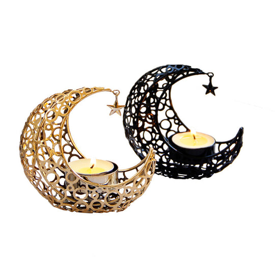 Moon Candlestick Metal Ornaments Modern Luxury Home Decor