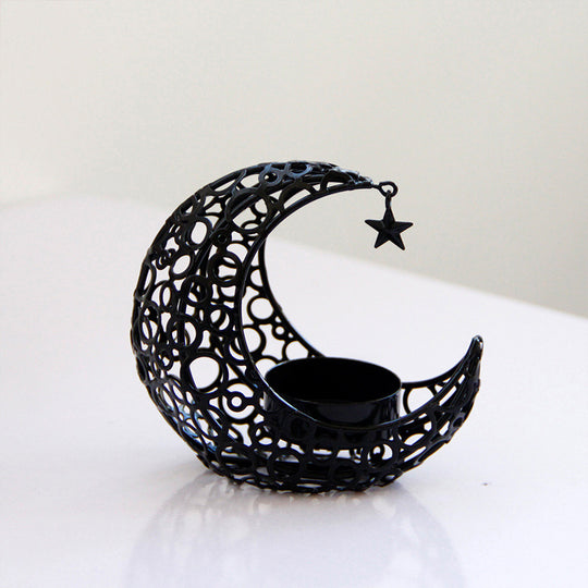 Moon Candlestick Metal Ornaments Modern Luxury Home Decor