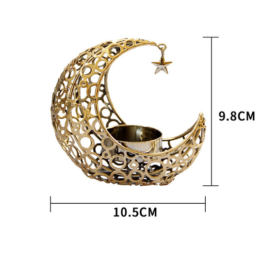 Moon Candlestick Metal Ornaments Modern Luxury Home Decor