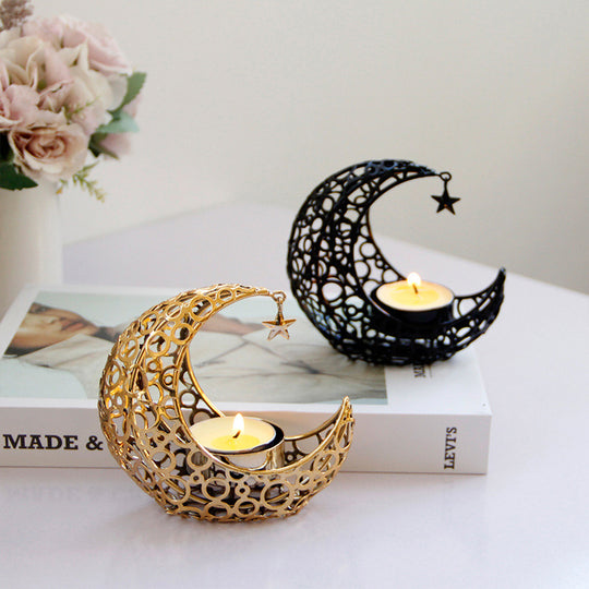 Moon Candlestick Metal Ornaments Modern Luxury Home Decor